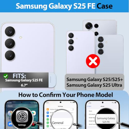 Dizn for Samsung Galaxy S25 FE Case:with Camera Lens Cover,[2 Pcs] Tempered Glass Screen Protector,Strap & 360°Ring Stand,Military-Grade Shockproof Protective 6.5-Inch Samsung S 25 FE,Purple - color: Purple