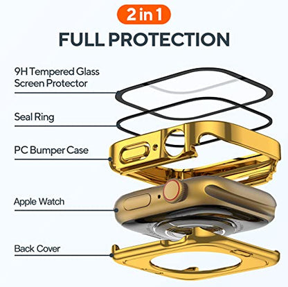 2-Pack Waterproof Case for 40mm Apple Watch SE 3/2/1 Series 6/5/4 - color: Gold/Gold, size: 40mm(SE3/SE2/SE/6/5/4)