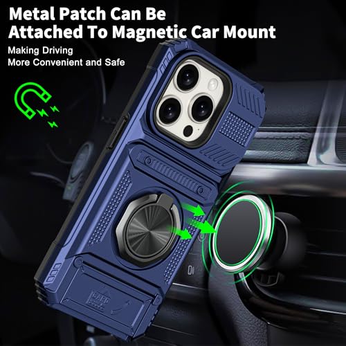 Vofolen for iPhone 15 Pro Case Wallet with Card Holder [Store 2 Cards] Blue | 360° Magnetic Rotated Ring Stand, Dual Layer Heavy Duty Drop Protection Wallet Phone Case Cover for iPhone 15 Pro 6.1'' Blue - color: Blue