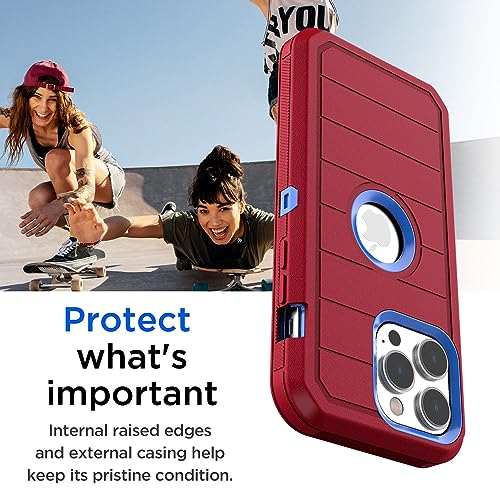 AICase iPhone 15 Pro Max Case,Heavy Duty Drop Protection Full Body Rugged Shockproof Military Protective Tough Durable Cover Compatible with iPhone 15 Pro Max 6.7"_2 - color: Hot Red/Blue