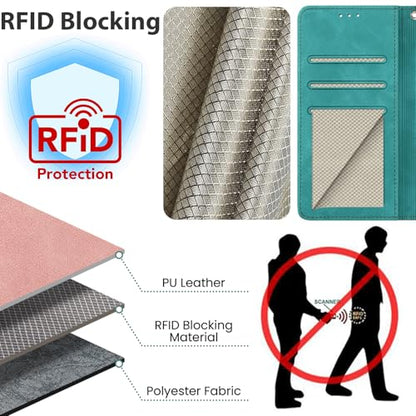 Flip Wallet Case for iPhone 11 PU Leather Turquoise | RFID Blocking, 3 Card Slots & 1 Cash Pocket, Magnetic Closure, Kickstand Function, Leather Flip Case for iPhone 11 - color: Turquoise