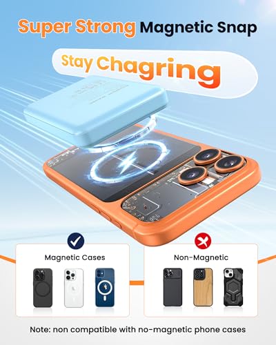 for Magsafe Battery Pack 12000mAh Magnetic Power Bank Portable Charger USB C 20W Fast Charging Wireless Charger Travel Essential for iPhone 17/6/15/14/13/12 Series Sierra Blue - color: Sierra Blue
