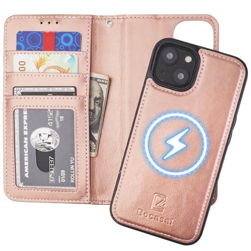 Bocasal for MagSafe Wallet Case Card Holder for iPhone 14, Rose Gold - color: Rose Gold for MagSafe