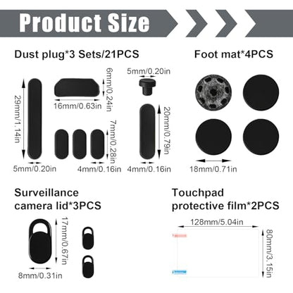 30 Pack Silicone Anti-Dust Port Plugs Kit, Trackpad & Webcam Protector Cover, Non-Slip Replacement Bottom Feet Compatible with M4 M3 M2 M1 Pro/Max 2021-2024 14.2" 16.2" - size: 30 Pcs for 2021-2024 14.2" 16.2" Pro/Pro Max