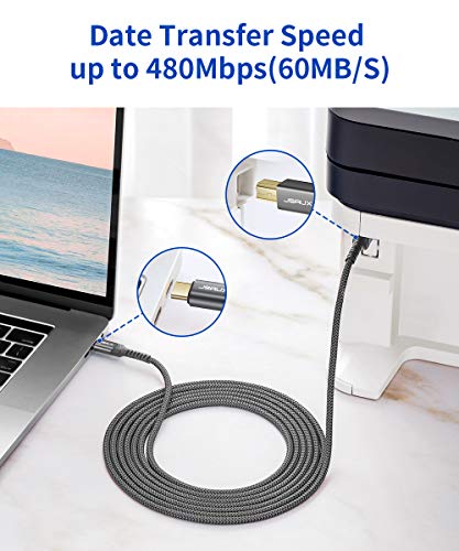 JSAUX USB B to USB C Cable 10ft, Printer Cable USB C for MIDI Keyboard - color: Grey, size: 10 ft