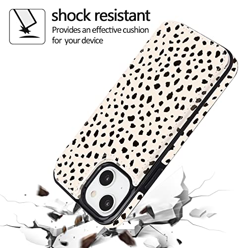uCOLOR for iPhone 13/14 Wallet Case with Card Holder | PU Leather RFID Blocking for Women Men Magnetic Clasp Kickstand, Almond Latte Polka Dot - color: Almond Latte Polka Dot