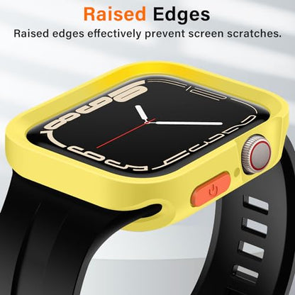 Amizee Rugged Case Compatible with Apple Watch Case Series 9/8/7 41mm SE 3/2/1 Series 6/5/4 40mm, Soft TPU Shockproof Bumper Drop Proof Protective Cover Compatible with iWatch - Yellow - color: Yellow, size: 40mm/41mm