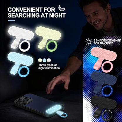 [2026 Upgraded] 6 Pack Silicone Phone Tether Tab with 3 Glow in the Dark, Ultra-Thin Zero-Bulge Design, Heavy Duty Liquid Silicone Phone Lanyard Tab for Charging Port, No Adhesive - Family Set