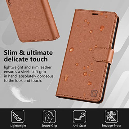 Durable RFID Blocking Card Holders Flip Cover Stand Feature Magnetic Closure Faux Leather Folio Wallet Case Compatible with iPhone 13 Pro Max 6.7 inch, Saddle Brown - color: Saddle brown, size: iPhone 13 Pro Max 6.7" diagonal all-screen display