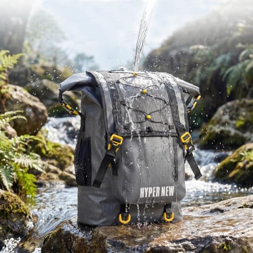 30L Dry Backpack Waterproof, Dry Backpack for Men Women, Ideal for Kayaking, Boating, Paddle Boarding, Fishing, Hiking, Camping & Outdoor Travel Essentials - color: Grey