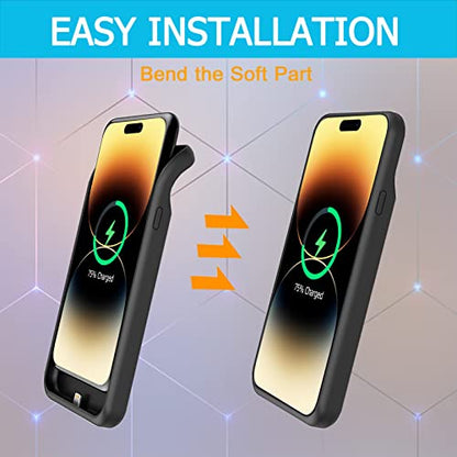 Battery Case for iPhone 14 Pro Max, Upgraded 10800mAh Rechargeable Portable Extended Battery Pack Supported Qi Wireless Charging Case Compatible with iPhone 14 Pro Max (6.7 inch) Charger Cover(Black) - size: iPhone 14 Pro Max (6.7 inch)