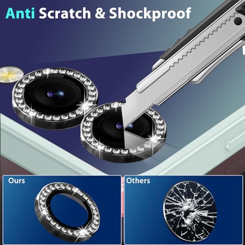 2-Pack Camera Lens Protectors for Galaxy Z Flip7, Glitter Bling Sparkly Camera Cover with Aluminum Edging,Individual Metal Lens Cover [Case Friendly],Bling Black - color: Bling Black