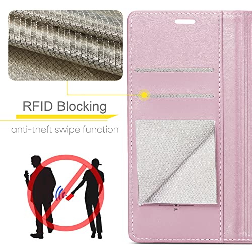 FLIPALM Wallet Case for Samsung Galaxy S20 FE 5G, Rose Gold | Card Holder, RFID Blocking, PU Leather Folio Flip, Kickstand, Protective Shockproof Cover - color: Rose Gold