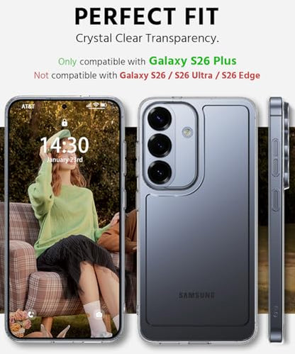 Compatible with Samsung Galaxy S26 Plus Case, Ultra [Slim Thin] Flexible Clear TPU [Scratch-Resistant] Gel Rubber Soft Skin Silicone Protective Phone Case Cover for Galaxy S26 Plus (Clear) - size: S26 Plus