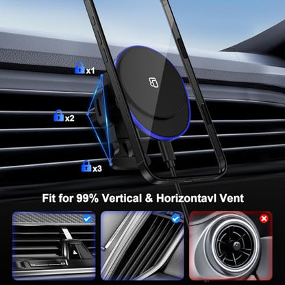 15W Magnetic Wireless Car Charger, MagSafe Car Mount Charger Fast Air Vent