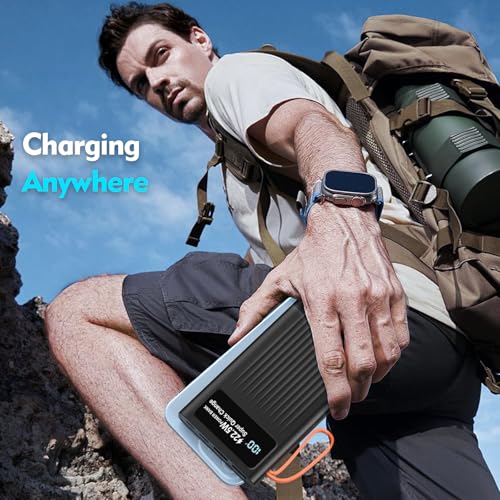 Portable Charger 10000mAh Power Bank Built-in Cable,PD 22.5W Fast Charging Powerbank, LED Display External Battery Pack with LED Lighting, Travel Phone Charger for iPhone 17/16/15/14/13/12,Samsung - color: Black-1