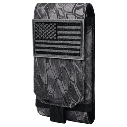 Tactical Molle Phone Cover Case, Heavy Duty Loop Belt Holster Pouch with Flag Patch for iPhone 17 Pro Max/Air/17 Pro/17/16 Pro Max/15 Pro Max/14 Pro Max/13 Pro Max, for Galaxy S26 Ultra - color: Python Pattern