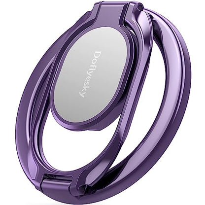 Doflyesky Metal Magnetic Phone Ring Holder, Double Adjustable Phone Grip and Stand Compatible with MagSafe Ring Holder, Compatible with PopSockets MagSafe Ring Grip, Compatible with Case/Cover - color: Purple