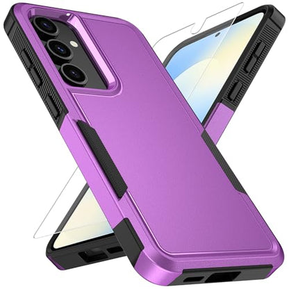 Vinve for Samsung Galaxy S25 FE Case with HD Screen Protector, Military-Grade Shockproof & Dual-Layer Protection, Anti-Slip Grip Design Phone Case, Purple - color: Purple