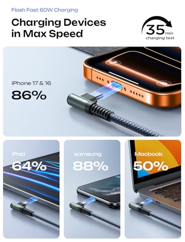 AINOPE USB C to USB C Cable (60W 2Pack 6.6ft) C to C Cable Fast Charging - color: Grey, size: 6.6FT+6.6FT