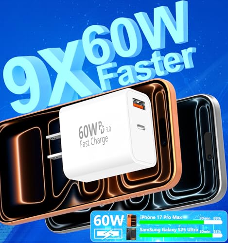 Apple MFi Certified iPhone 18 Charger Fast Charging 4Pack 60W USB C Charger - color: Pure White