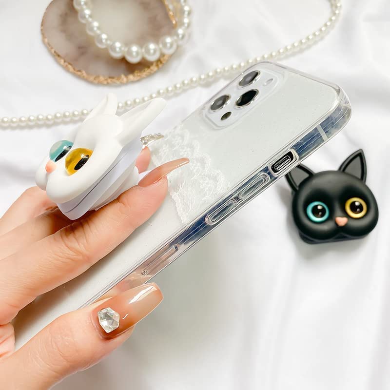 2/4Pack 3D Cute Kitten Phone Holder with Mini Mirror,Phone Grip with Small Makeup Mirror,Cute Cat Phone Folding Bracket,3D Cute Cat Cellphone Foldable Finger Grip Holder for All Smartphones (2Pcs-C) - color: 2Pcs-C
