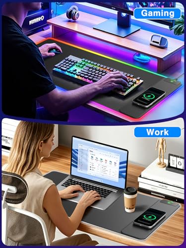 XXL RGB Gaming Mouse Pad with 15W Magnetic Wireless Charger - color: RGB-Magnetic Right Charger-31.5"x15.8"