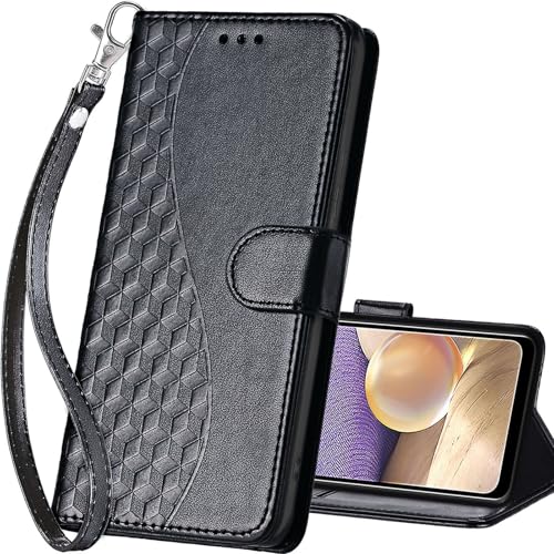 for Samsung Galaxy A32 5G Wallet case, Black | 3 Card Holders, Kickstand, Shockproof TPU Shell, PU Leather, Magnetic Closure, Protective Flip Folio Cover, Women - color: 3