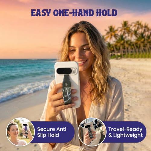 Switchbands Phone Grip Strap – Reversible Grip for Back of Phone, Anti-Drop Soft Stretchy Hand Strap, Slim & Arthritis Friendly, Universal Fit for iPhone & All – Kissing Skeleton Goth - color: Kissing Skelton