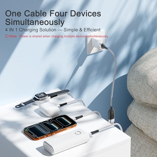 SIQIWO 4 in 1 Multi Charger Cable, 2 Pack/ 4FT/ 3A Fast Charging Cord
