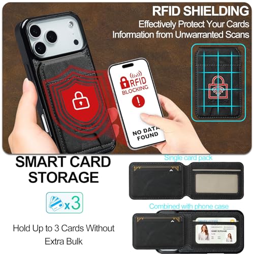 L3 2 in 1 Detachable Leather Wallet and Phone Cases Compatible with iPhone 17 Pro Max Case with Card Holder RFID Blocking, Compatible with Magsafe Charging 6.9 Kickstand (Black, IP 17 Pro Max) - color: Black, size: 6.9