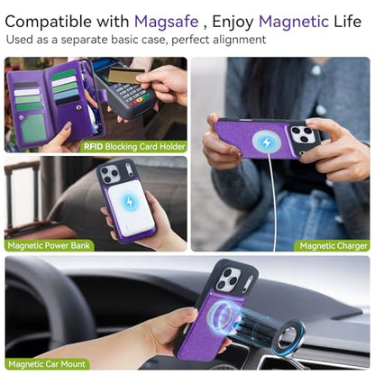 Varikke Wallet Case for iPhone 17 Pro Compatible with Magsafe, Dark Purple - color: (Compatible with MagSafe) Dark Purple, size: iPhone 17 Pro 6.3"