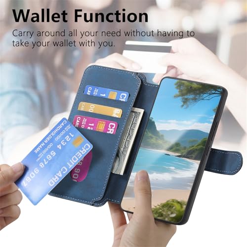 2 in 1 Detachable Wallet Case for Google Pixel 10a CMG Blue | PU Leather Magnetic Flip Folio Case with RFID Blocking Card Holder, Credit Card Slots Kickstand, Shockproof Protective Cover - color: Blue, size: Google Pixel 10a