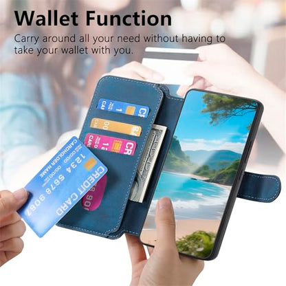 2 in 1 Detachable Wallet Case for Google Pixel 10a CMG Blue | PU Leather Magnetic Flip Folio Case with RFID Blocking Card Holder, Credit Card Slots Kickstand, Shockproof Protective Cover - color: Blue, size: Google Pixel 10a