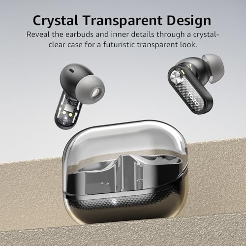 TOZO Crystal Pods Hybrid Active Noise Cancelling Wireless Earbuds, Black - color: Black
