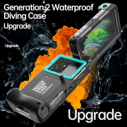 Hllhunkhe Universal Underwater Phone Case for Snorkeling, Professional Diving Waterproof Phone Case for iPhone 7-17 Pro/Pro Max/Plus/Mini, Galaxy S10-S25 Ultra/Plus and Most Phones,Black/Teal - color: Black/Teal