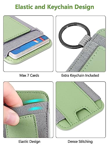 For Magsafe Wallet, Strongest Magnetic Wallet for iPhone 17/16/15/14/13/12 Series, Magnetic Card Holder with 2 Card Slots, RFID Blocking, Vegan Leather, Hold 7 Cards, Light Green | Magnetic Wallet for iPhone 17/16/15/14/13/12 Series, Magnetic Card Holder