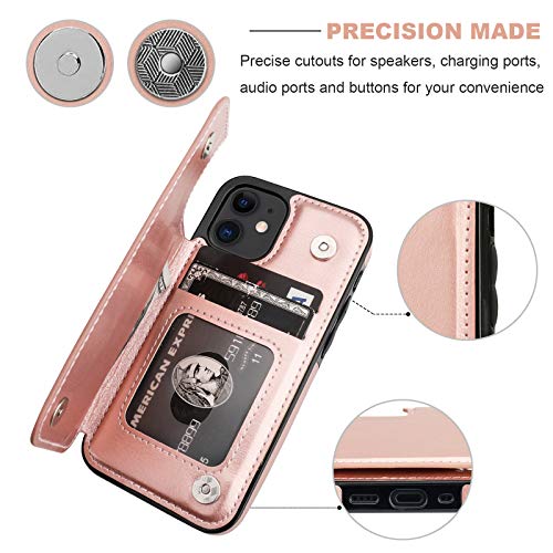 ONETOP for iPhone 12 Mini Wallet Case with Card Holder,Rosegold - color: Rose Gold