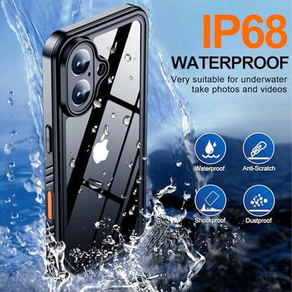 MOZOTER for iPhone 16 Plus Case Waterproof with Clear Sound | [IPX8 Underwater Case][Full Body Shockproof & Dropproof]Built-in Screen Protector for iPhone 16 Plus 6.7 inch-Black - size: For iPhone 16 Plus-6.7 inch