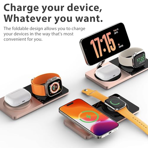 PETINO 3 in 1 Wireless Charging Station for Apple Devices with MagSafe - color: Golden