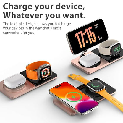 PETINO 3 in 1 Wireless Charging Station for Apple Devices with MagSafe - color: Golden