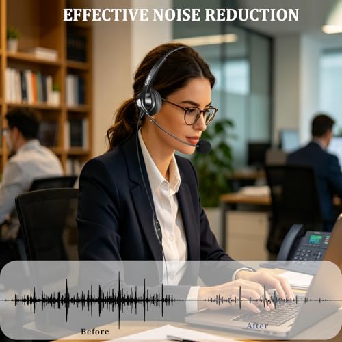 Callez Mono RJ9 Phone Headset with Noise Cancelling Mic for Avaya 1608 1616 - color: Black