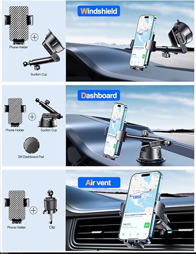 Qifutan Dash Mounted Holders Phone Holders for Your Car Phone Mount for Car Windshield Dashboard Air Vent Universal Desk Mounts Hands Free Automobile Cell Phone Holder Fit for iPhone Smartphone - color: Carbon Fiber