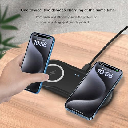 Wireless Charging Pad, 30W Dual Wireless Charging Pad Compatible with iPhone 15 14 13 12 XR,Galaxy S24 S23 S22 S10,Google Pixel 8 7 6,for AirPods Pro 3 2,Galaxy Buds and More.(Adapter Included)