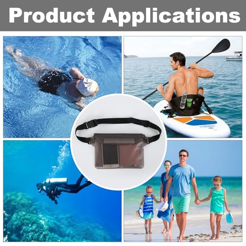 Triple zip lock protection Waterproof Fanny Pack - Waterproof Phone Pouch with Waist Strap，for Outdoor Water Sports, Boating, Hiking,Kayaking,Fishing ， Beach, Camping and Swimming (black) - color: black