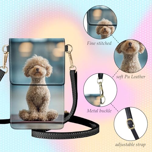 Small Crossbody Bags for Women Touchscreen Cell Phone Bag Cross Body Purses with adjustable Strap,Gifts For Teenage Girls - color: Poodle Dog in Meditation