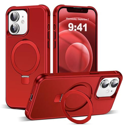 SKYLMW Compatible with iPhone 12/12 Pro Case with Stand,Red | iPhone 12 Case iPhone 12 Pro Case 6.1",Magnetic Ring Stand,Compatible with MagSafe,Military Protection,Great Grip Feeling - color: Red, size: Iphone 12 & Iphone 12 Pro