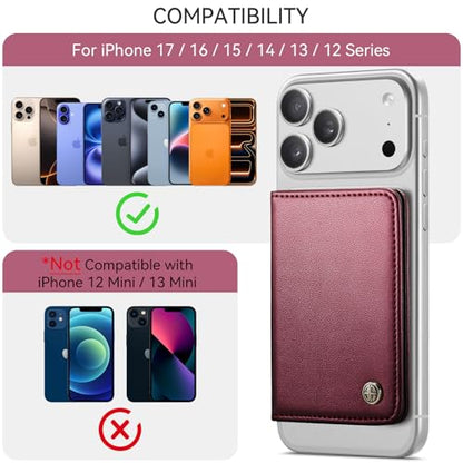 Defencase for Magsafe Wallet Magnetic Card Holder RFID Blocking, Wine Red - color: Fashion Wine Red
