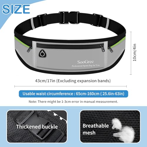 SooGree Slim Running Belt Sport Fanny Pack for Women Men,Reflective Waist Pack Runner Pouch Belt, Zipper Waterproof Running Phone Holder Jogging Pouch for Phone Money (GSP8806 top black/gray) - color: GSP8806 top black / gray