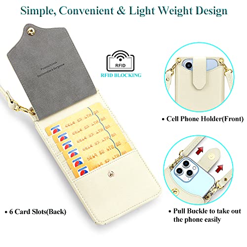 Peacocktion Small Crossbody Cell Phone Purse for Women, Lightweight Mini Small Crossbody Bags for Women with Card Slots - color: 11-beige